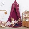 Bed Canopy + Floor Mat - Burgundy