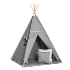 Teepee Tent + Floor Mat + Pillows - Grey