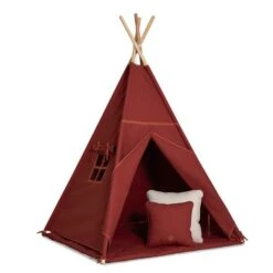 Teepee Tent + Floor Mat + Pillows - Brick Orange