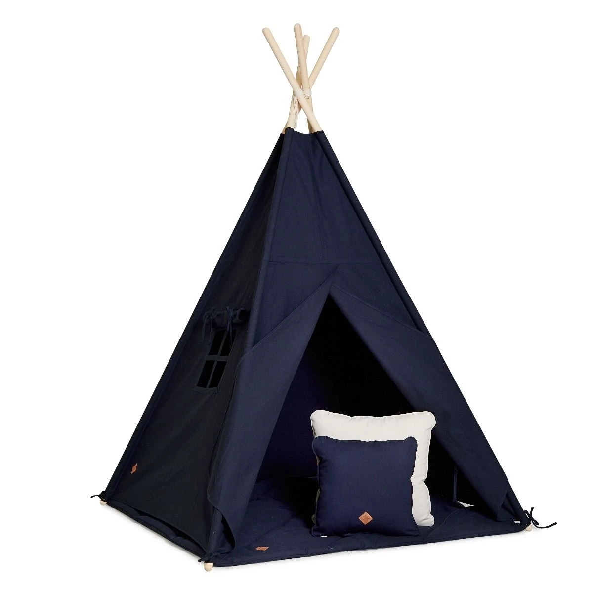 Teepee Tent + Floor Mat + Pillows - Navy Blue 1 Teepee Tent + Floor Mat + Pillows - Navy Blue