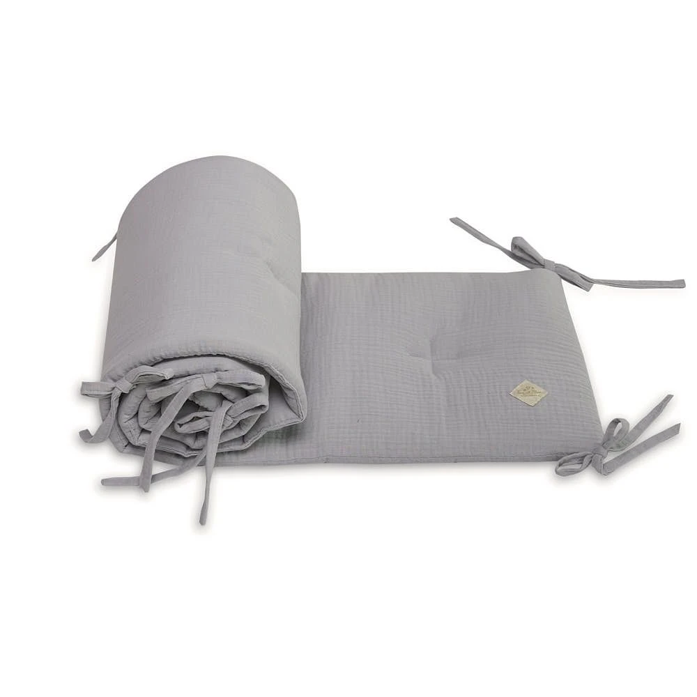 Baby Bed Bumper 70x140 - Muslin - Grey 1 Baby Bed Bumper 70x140 - Muslin - Grey