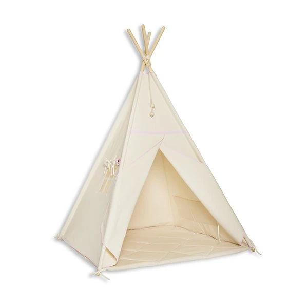 Teepee Tent + Floor Mat - Natural Pink 1 Teepee Tent + Floor Mat - Natural Pink