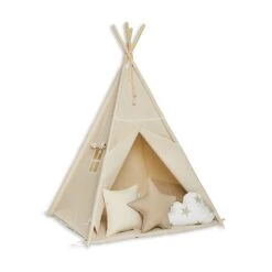Teepee Tent + Floor Mat + Pillows - Natural Beige -Fun with Mum Soldes MG 2373