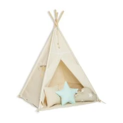 Teepee Tent + Floor Mat + Pillows - Natural Mint