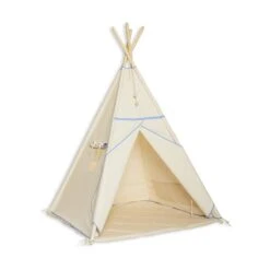 Teepee Tent + Floor Mat - Natural Blue