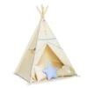 Teepee Tent + Floor Mat + Pillows - Natural Blue