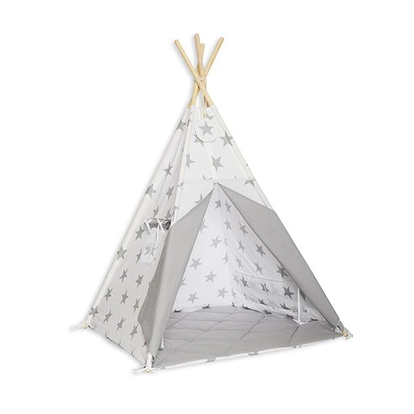 Teepee Tent + Floor Mat - Bright Grey 1 Teepee Tent + Floor Mat - Bright Grey