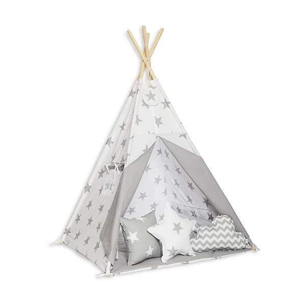 Teepee Tent + Floor Mat + Pillows - Bright Grey 6 Teepee Tent + Floor Mat + Pillows - Bright Grey – Image 6