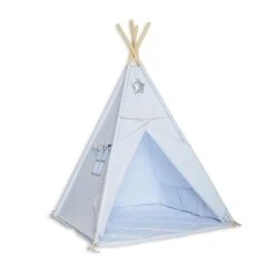 Teepee Tent + Floor Mat Silver Blue