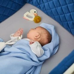 Baby Bed Bumper 60x120 - Velvet - Blue -Fun with Mum Soldes bed bumper 1