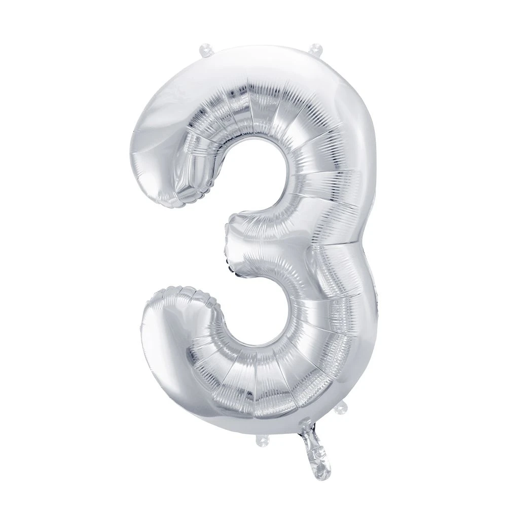 Foil Balloon Number 3 Large Silver 1 Foil Balloon Number 3 Large Silver