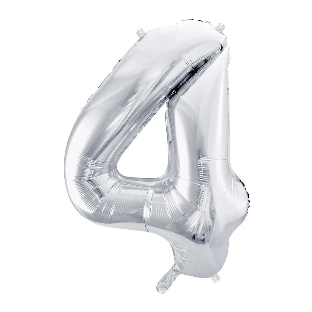 Foil Balloon Number 4 Large Silver 1 Foil Balloon Number 4 Large Silver