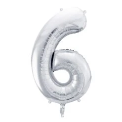 Foil Balloon Number 6 Large Silver