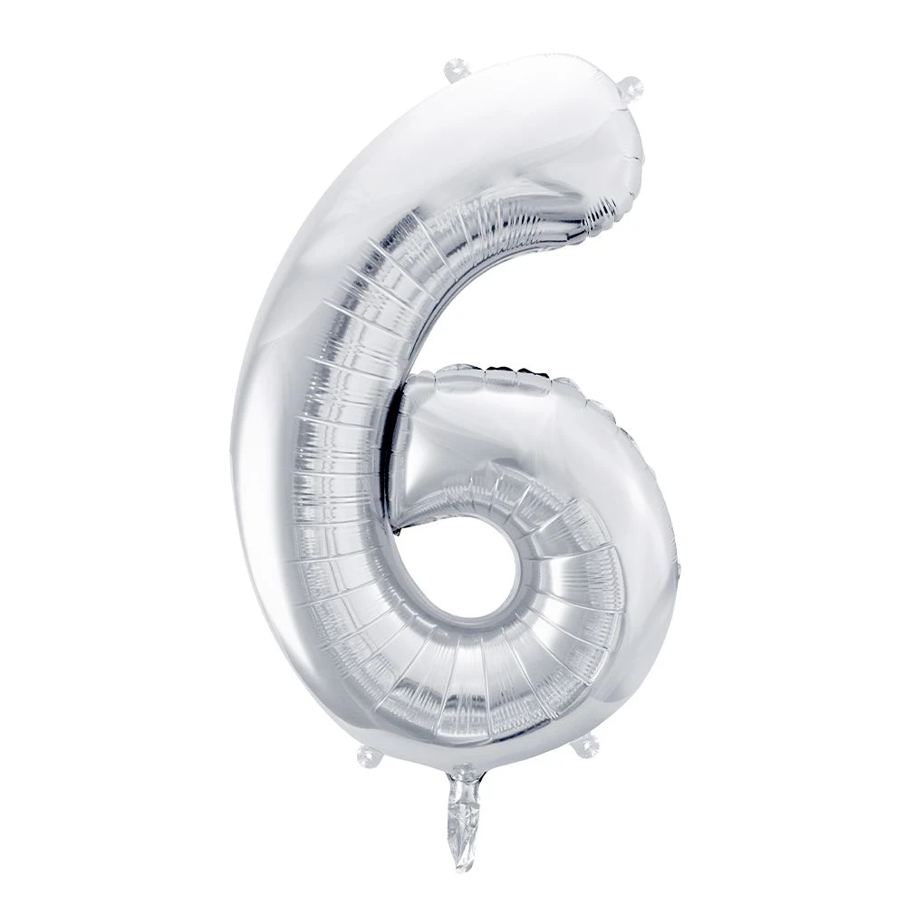 Foil Balloon Number 6 Large Silver 1 Foil Balloon Number 6 Large Silver