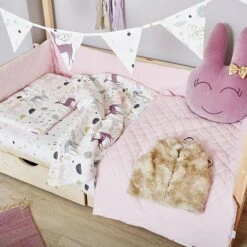 Baby Bed Bumper 70x140 - Velvet - Pink -Fun with Mum Soldes deer bed 7