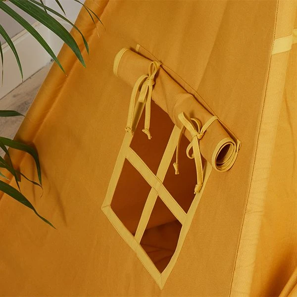 Teepee Tent + Floor Mat + Pillows - Mustard 6 Teepee Tent + Floor Mat + Pillows - Mustard – Image 6