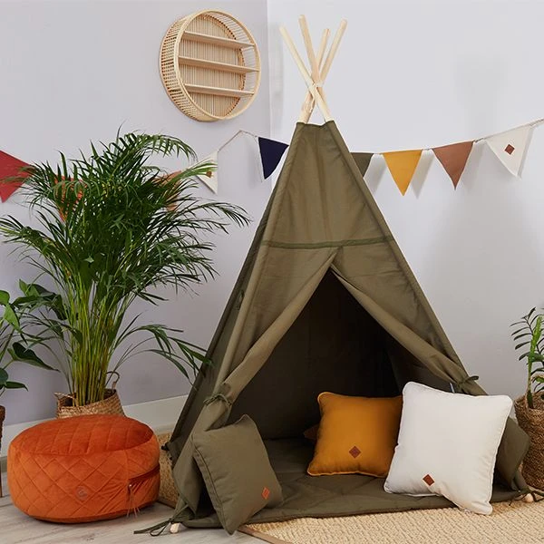 Teepee Tent + Floor Mat - Khaki 2 Teepee Tent + Floor Mat - Khaki – Image 2