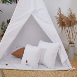 Teepee Tent + Floor Mat + Pillows - White -Fun with Mum Soldes funwithmum144 2