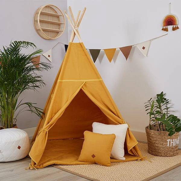 Teepee Tent + Floor Mat - Mustard 2 Teepee Tent + Floor Mat - Mustard – Image 2