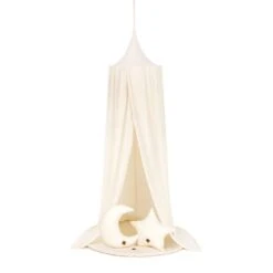 Smooth Bed Canopy + Floor Mat + Pillows - Ecru