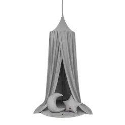 Smooth Bed Canopy + Floor Mat + Pillows- Grey