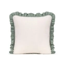 Muslin Ruffle Pillow - Sage
