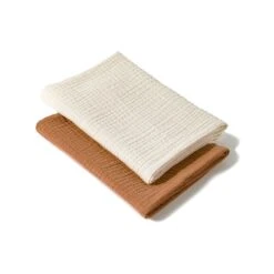 Muslin Swaddle 2 Pack - Ecru/Carmel