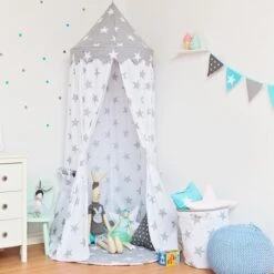 Basket For Toys - Bright Grey -Fun with Mum Soldes hanging tent grey star 3