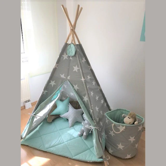 Teepee Tent + Floor Mat - Mint Heaven 5 Teepee Tent + Floor Mat - Mint Heaven – Image 5