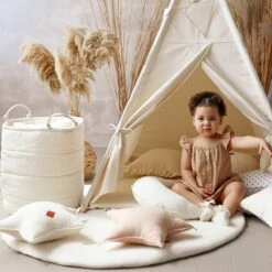 Floor Mat Smooth - Ecru -Fun with Mum Soldes round mat ecru2