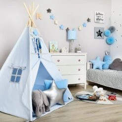 Teepee Tent - Silver Blue 13 Teepee Tent - Silver Blue -Fun with Mum Soldes silver blue 2 2