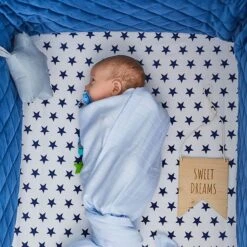 Baby Bed Bumper 70x140 - Velvet - Blue -Fun with Mum Soldes swaddle blanket 14a 2