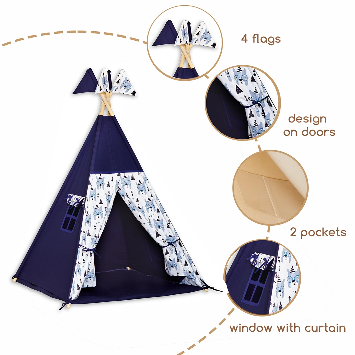 Teepee Tent - Bear Face 2 Teepee Tent - Bear Face – Image 2
