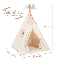 Teepee Tent + Floor Mat + Pillows - Boho -Fun with Mum Soldes teepee boho dimensions