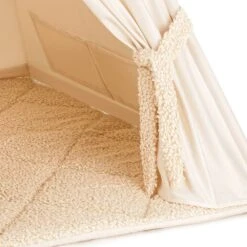 Teepee Tent + Floor Mat - Boucle Ecru -Fun with Mum Soldes teepee boucle ecru5