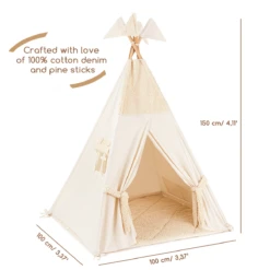 Teepee Tent - Boucle Ecru -Fun with Mum Soldes teepee boucleecru dimensions 2