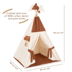 Teepee Tent - Boucle Ginger -Fun with Mum Soldes teepee boucleginger dimensions