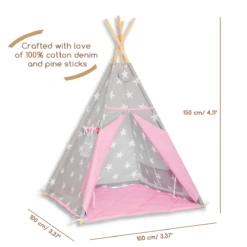 Teepee Tent + Floor Mat - Candy Star -Fun with Mum Soldes teepee candystar dimensions 1