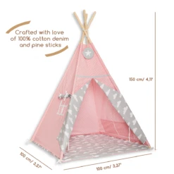 Teepee Tent + Floor Mat - Cloudy Roses -Fun with Mum Soldes teepee cloudyrose dimensions 1