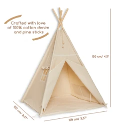 Teepee Tent + Floor Mat - Natural Beige -Fun with Mum Soldes teepee dimensions 1 1
