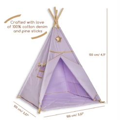 Teepee Tent - Gold Lilac -Fun with Mum Soldes teepee goldlilac dimensions 2