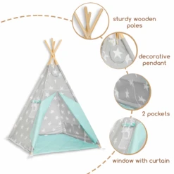 Teepee Tent - Mint Heaven -Fun with Mum Soldes teepee mintheaven details 1200 2