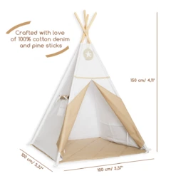Teepee Tent + Floor Mat - Scandinavian White -Fun with Mum Soldes teepee scandinavianwhite dimensions 1