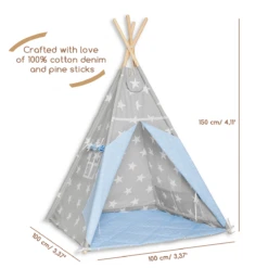 Teepee Tent + Floor Mat - Sea Breeze -Fun with Mum Soldes teepee seabreeze dimensions 1