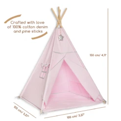 Teepee Tent + Floor Mat Silver Pink -Fun with Mum Soldes teepee silverpink dimensions 1