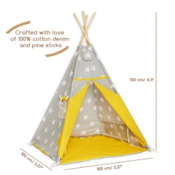 Teepee Tent + Floor Mat + Pillows - Sunny Morning -Fun with Mum Soldes teepee sunnymorning dimensions