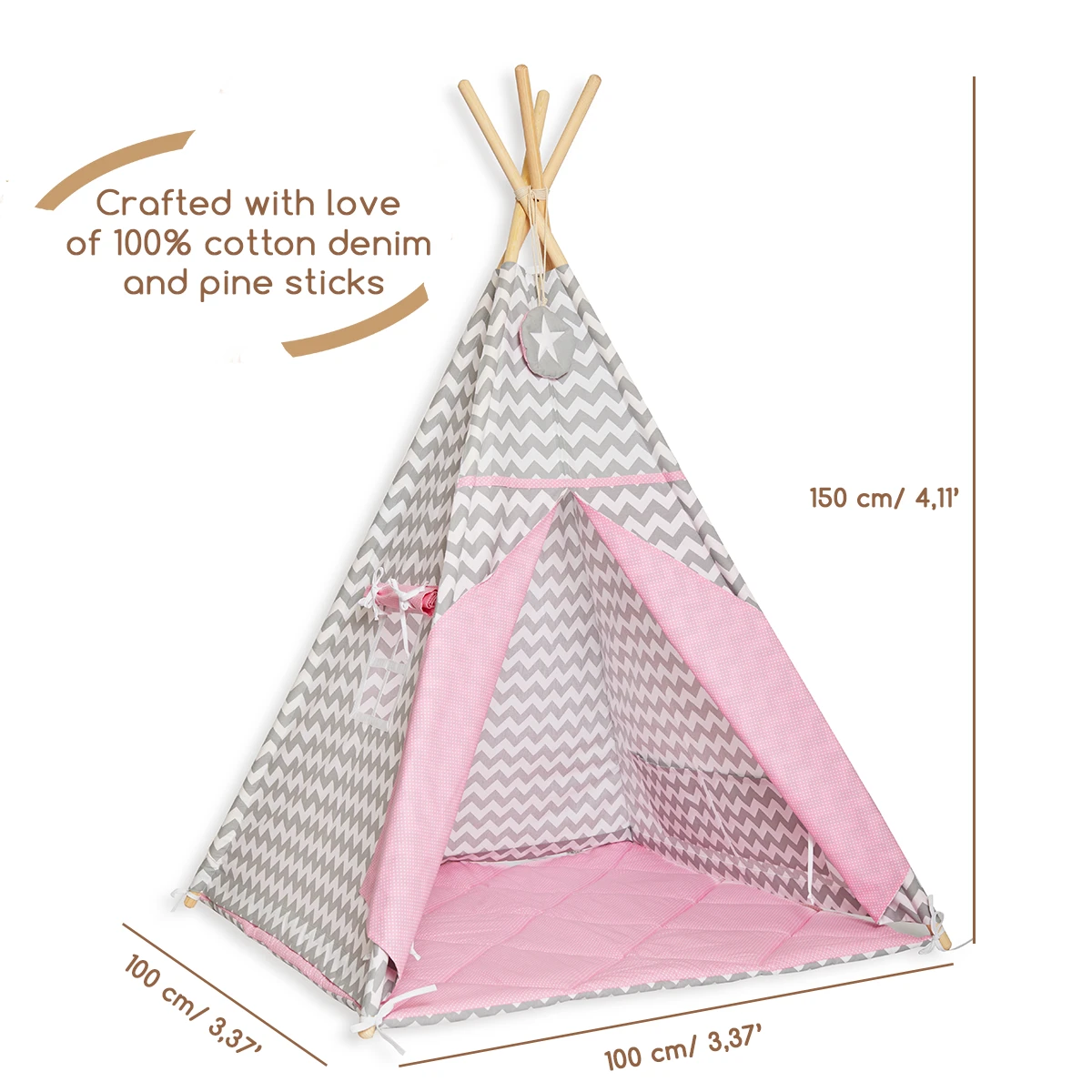 Teepee Tent + Floor Mat + Pillows - Sweet Moment 9 Teepee Tent + Floor Mat + Pillows - Sweet Moment – Image 9