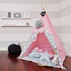 Teepee Tent + Floor Mat + Pillows - Cloudy Roses