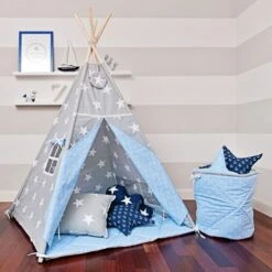 Teepee Tent + Floor Mat + Pillows - Sea Breeze