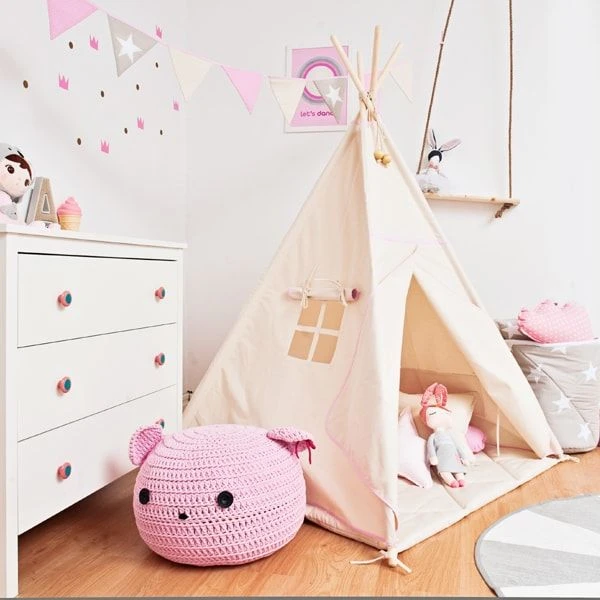 Teepee Tent + Floor Mat - Natural Pink 3 Teepee Tent + Floor Mat - Natural Pink – Image 3